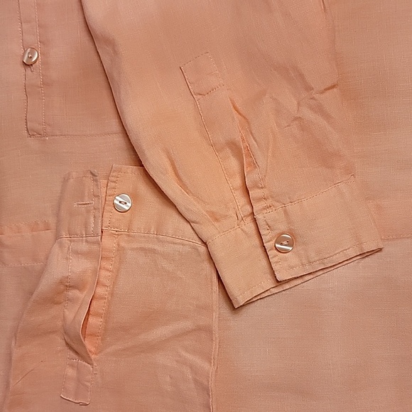 Women's Chadwick's Linen Long Sleeve Button Down Blouse, Coral, Size 16, EUC - Picture 4 of 7